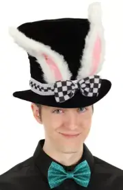ELOPE ALICE IN WONDERLAND WHITE RABBIT TOPPER PLUSH HAT FITS MOST ADULT