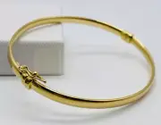 Genuine 9ct Yellow Gold 3mm Oval Hinged Bangle Brand New 72mm Diameter 3.2gr