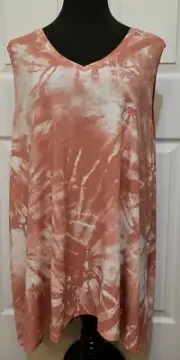 LuLaRoe Kristina V-Neck Tank Top Shirt Size 3XL Beautiful Mauve & White Print