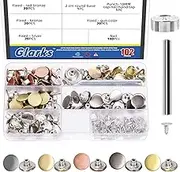 Glarks 102Pcs 5 Colors Jean Buttons Replacement Kit, 100 Set No Sewing Nailess Removable Metal Buttons Snap Tack Buttons with 2 Fixing Tools Kit for Pants, Jeans, Jackets, Belts