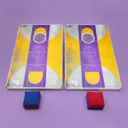 CORN HOLE TOSS - Game Board Set | Party Game Bean Bag - Basketball Court Design