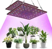2 Pack LED Grow Light Panel 400W Lamp for Indoor Plants, Full Spectrum with Warm White Blue Red UV IR LEDs for 4x4ft Coverage Grow Tent Greenhouse Veg and Bloom Seedlings Hydroponics