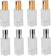 MOTHNUR 8 Pcs Refillable Glass Essential Oil Roller Bottles with Steel Roller Bead for Perfume and Aromatherapy Silver Cover Styles for Travel and Liquid Dispensing