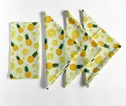 Pineapple Lemon Print Cotton Napkins – Set of 12, 20x20 Inches, Light Yellow Background with Vibrant Pineapple and Lemon Print, Perfect for Dining, Fruit-Themed Table Decor– Machine Washable