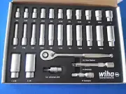 Wiha 33896 - 28 Piece 1/2 Drive Professional Standard & Deep Socket Tray Set, S