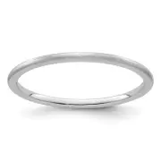 10K White Gold 1.2mm Half Round Satin Stackable Band Ring Size 7 for Women