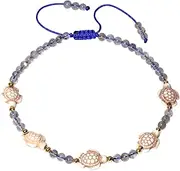 [Lightock] Spiritual Crystals and Stones Beaded Anklet Howlite Turtle Boho Ankle Bracelets for Women Summer Hawaii Beach Foot Jewelry (Moonstone)