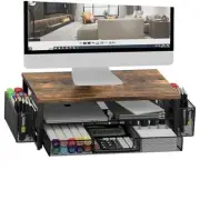 Monitor Stand Riser, Desk Organizer with Drawer and Pen Holder, 2-Tier
