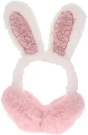 [GAROZATION] Ears Furry Hearing Bear Beanie Adorable Little Earmuff Rabbit Bunny Nose Protective Earmuff Bugs Ear Muffs Comfortable Ear Warmer Pink Cotton