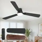 Ceiling Fans with Lights and Remote: 52 Inch Modern Black Ceiling Fan, Low Pr...