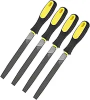 uxcell 4-Pack Flat Metal File 6 Inch, High Carbon Steel File Diamond File Hand File W PVC Grip Handle for Wood/Metal/Ceramic/Glass/Stone/Jewelry/Tile/Model/DIY/Sharpening File