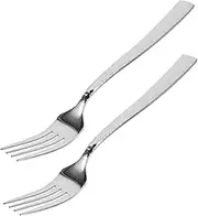 COSMEVIVI 2pcs Hammered Stainless Steel Dinner Forks with Long Handle Ergonomic Design for Comfortable Grip for Salads Appetizers Desserts and Everyday Use