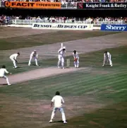 West Indies Clive Lloyd flicks the ball off his pads, watc - 1976 Cricket Photo