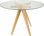 SK Designer Living Jean Prouve Inspired Round Glass Dining Table | 100cm - Natural