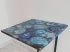 18" Natural Blue Agate C Table Custom Home & Office Decor Square Top Slab