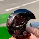 48G Natural Fireworks Red Garnet sphere Quartz Crystal moon-shaped healing