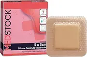 MEDSTOCK Silicone Foam Lite Dressing with Border, 5cm x 5cm, 10 Count, Comfortable Healing for Wounds, Waterproof, Gentle & Secure Adhesion