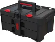 Keter Stack-n-Roll Two Drawer Tool Box for Small Parts 2 Drawer, Black/Red