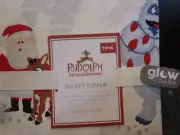 Pottery Barn Kids Rudolph Glow in Dark Holiday twin duvet Christmas New w tag