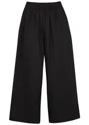 Foemina Tilly Cropped Wide-leg Cotton Trousers - Black - 14 (UK14 / L) 14 (UK14 / L)