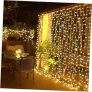 Remote Control Christmas Curtain Lights, Plug in Fairy 300 LED *Warm White