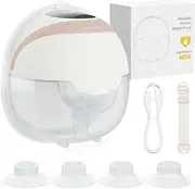 Wearable Electric Breast Pump, Hands-Free Breast Pump with 3 Modes & 15 Suction Levels, Portable Electric Breastfeeding Low Noise LED Display 18/20/22/24MM Flanges - 1 Pack