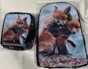 Cute Fox Backpack and Lunch Bag for Children Cool School Bag Pattern Day Pack
