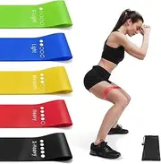 Mumoo Bear Resistance Bands Set of 5 for TPE Elastic Exercise Bands for Fitness & Rehab Legs Glutes & Strength Training with Carry Bag