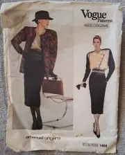 VOGUE SEWING PATTERN - EMANUEL UNGARO Design -MISSES' JACKET SKIRT BLOUSE -Sz 10