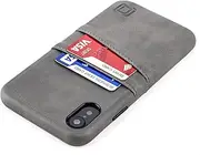 Dockem Exec M2 iPhone XR Wallet Case: Built-in Metal Plate for Magnetic Mounting & 2 Credit Card Holder Slots (6.1" Exec M2, Synthetic Leather, Brown)