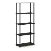 Furinno Turn-N-Tube Engineered Wood 5-Tier Shelf Display Rack in Espresso/Black