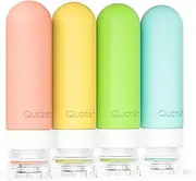 Quatish Travel Bottles for Toiletries, Original Patented Leak Proof Travel Size Containers, 3 oz Tsa Approved Silicone Shampoo and Conditioner Bottles, 4 Pack, Multi-Color