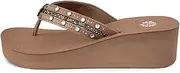 [Yellow Box] Women's Terell Wedge Sandal, Round Toe, Medium-High 2 Inch Heel, 0.75 Inch Platform Comfortable Flip-Flop
