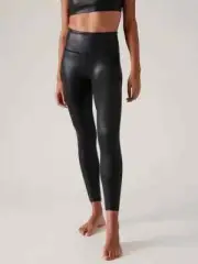 Athleta S SMALL Elation Ultra High Rise Shine Tight Leggings, Black Shiny NWT