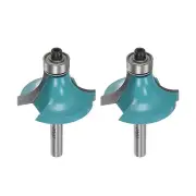 2pcs Roundover Router Bit 1/4 Shank 1/2" Radius Carbide Tip with Bearing Cyan