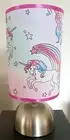 Unicorn Rainbow Bedside touch Base lamp fabric shade girl incl bulb
