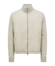 Padded Wool Cashmere Zip-Up Cardigan XL,M light beige