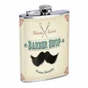 Vintage Barber Shop Signs D7 Flask 8oz Stainless Steel Hip Drinking Whiskey