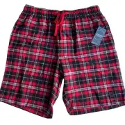 Jockey Men's Small Soft Flannel Red Plaid Lounge Sleep Pajama PJ Shorts NWT
