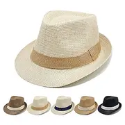 British Jazz Hat Men's Sun Protection Sun Hat Hat Seaside Beach Hat Straw Casual Hat