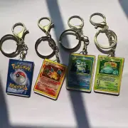 Anime Pokemon Charizard Venusaur Blastoise Acrylic Card Style Keychains Cards