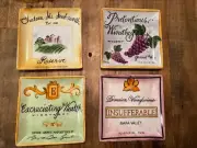 Boston Warehouse Wine Snobs Porcelain Plates - Set Of 4 - 6 1/2 Inch