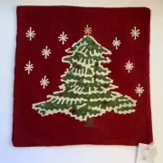 New Pottery Barn CHRISTMAS TREE Crewel Embroidered PILLOW COVER 18x18" NWT