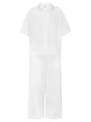 Deiji Studios | The 05 Linen Short Sleeve Long Set White | The UNDONE