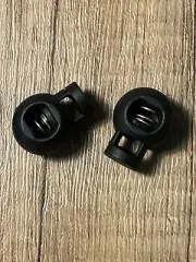 Lot of 50 Black Cord Toggle Locks for Drawstrings, Spring Toggle Stop Plastic