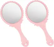 WEKADRIN 2pcs Vintage Makeup Mirror Portable Handheld Cosmetic Mirror Embossed Design Retro for Home Travel