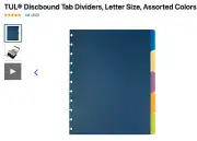 TUL Note-Taking System Tab Dividers Letter Size 5 Ct Assorted Colors