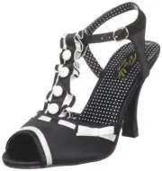 Pleaser Women's Smitten-07/BW T-Strap Sandal,Black/White,6 M US