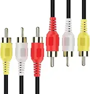 tunghey Audio Video Cable 24K Gold Plated 3RCA to 3RCA Audio Video Composite AV Cable Compatible with VCR, Satellite and Home Theater receivers, Set-top Boxes, Speakers, amplifiers, DVD TVs (1m)