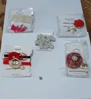 Lot New 5 Pc Hair Barrett Clips & Jewelry Gift Bag White Elephant Grab Bag #40
